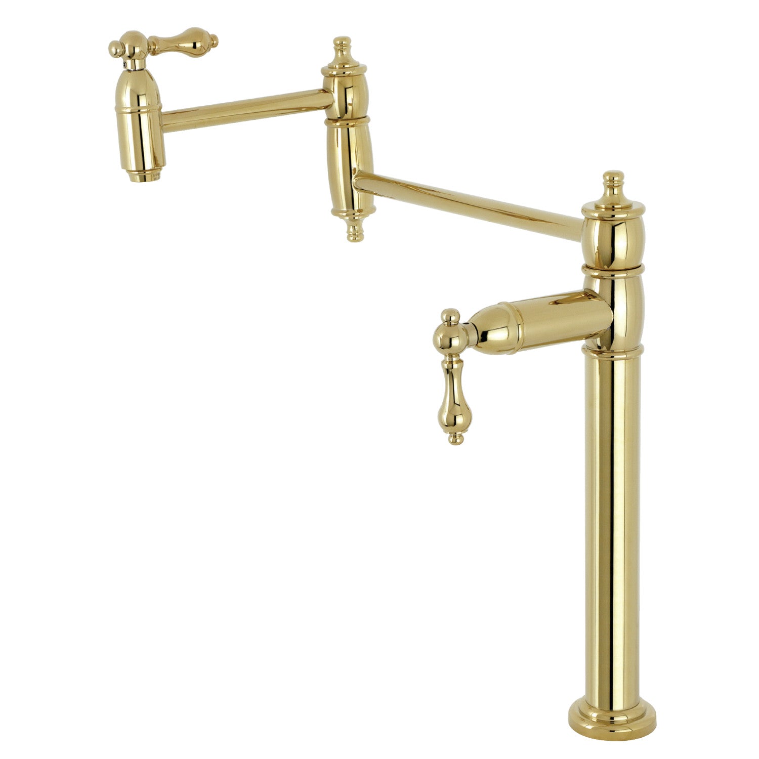 Kingston Heirloom KS3702AL - Restoration Two-Handle 1-Hole Deck Mount Pot Filler Faucet, Polished Brass — image 1